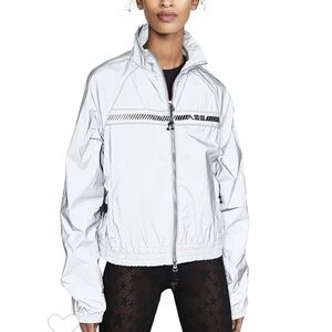 $455 Adam Selman Sport silver reflective small jacket